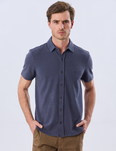 CAMISA PIQUÉ LISA Azul