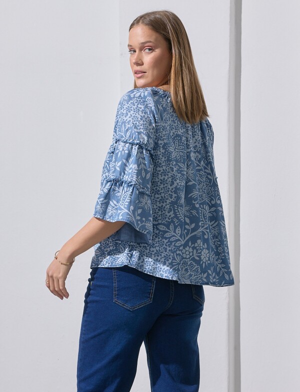 Blusa Lyocell Det Frunces AZUL/MULTI