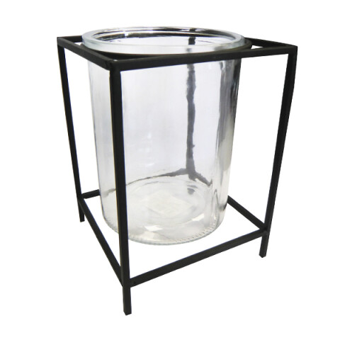 Candelabro de Vidrio y Hierro 16 x 22 cm U