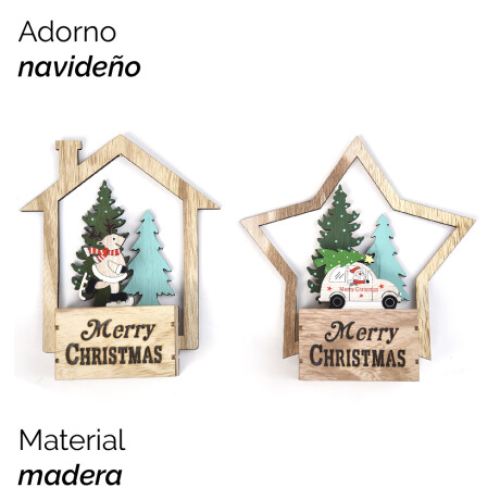 Adorno Navideño De Madera Para Puerta - Forma: Casita Y Estr Adorno Navideño De Madera Para Puerta - Forma: Casita Y Estr