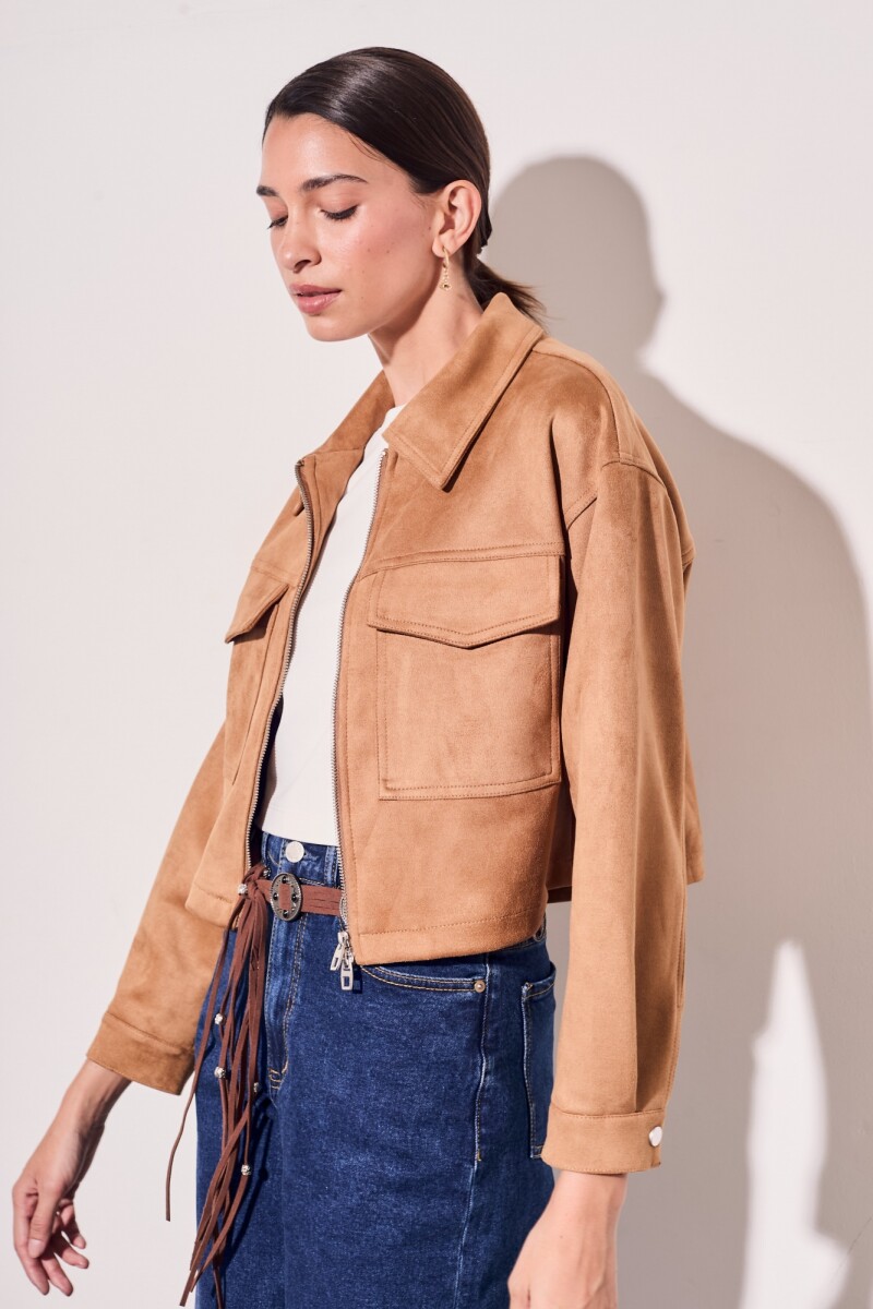 Campera Gamuza Cuero Vegano Whisky