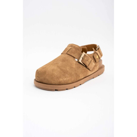 Zueco Gamuza Con Corderito Camel