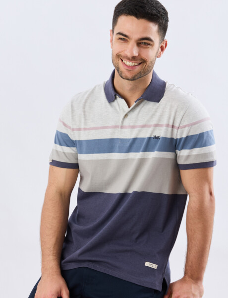 REMERA POLO RAYADA JERSEY Gris