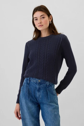 Buzo Cuello Redondo Cable Mujer Navy Uniform