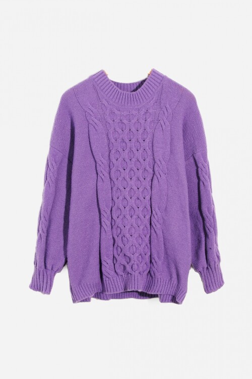 Sweater tejido grueso violeta