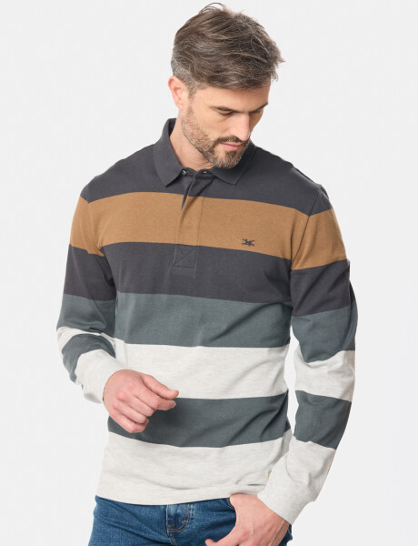 POLO JERSEY RAYADA Gris