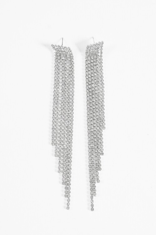 Caravanas party strass larga plateado
