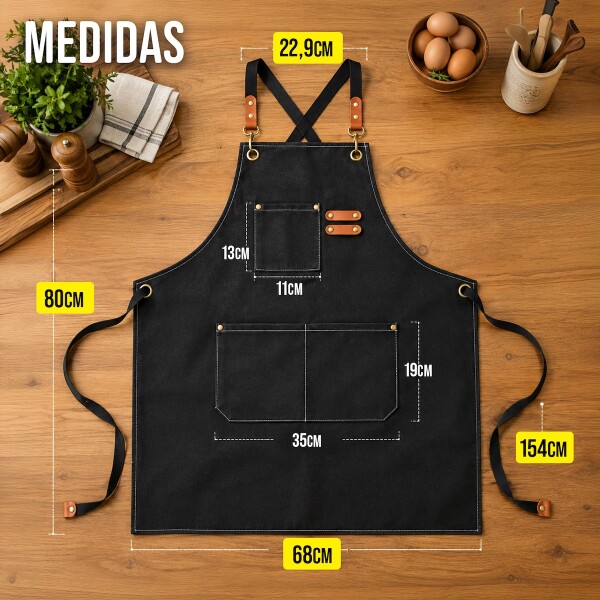 Delantal Gastronómico Unisex Jean Cocina Barbería Asado Chef IMBACK Color Negro Delantal Gastronómico Unisex Jean Cocina Barbería Asado Chef IMBACK Color Negro