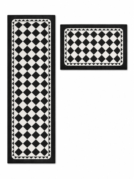 ALFOMBRA DE COCINA DAMERO NEGRO