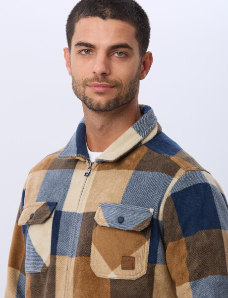 CAMPERA POLAR A CUADROS Azul