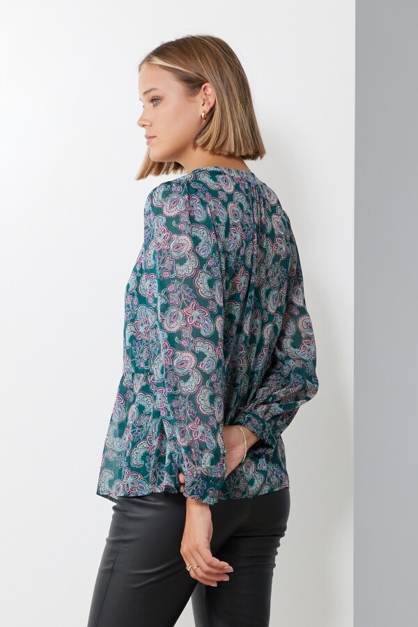 Blusa Gasa Lurex VERDE/MULTI