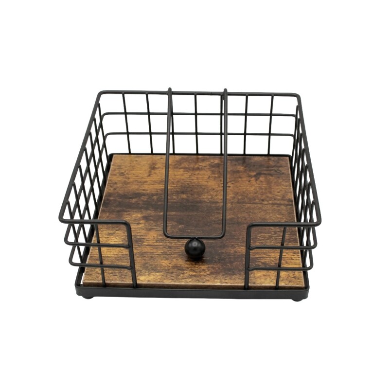 PORTA SERVILLETA MADERA/METAL NEGRO 9X19CM Unica