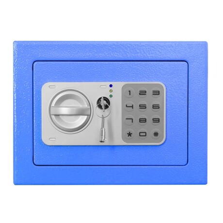 Caja Fuerte Electrónica Modelo Compacto con Código y Llaves Azul
