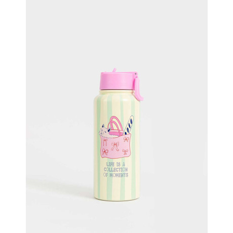 Botella De Acero De 1 Litro Estampada Con Pico Revatible Combinacion Multicolor