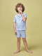 Pijama Azul Con Vivo Amarillos Azul Claro