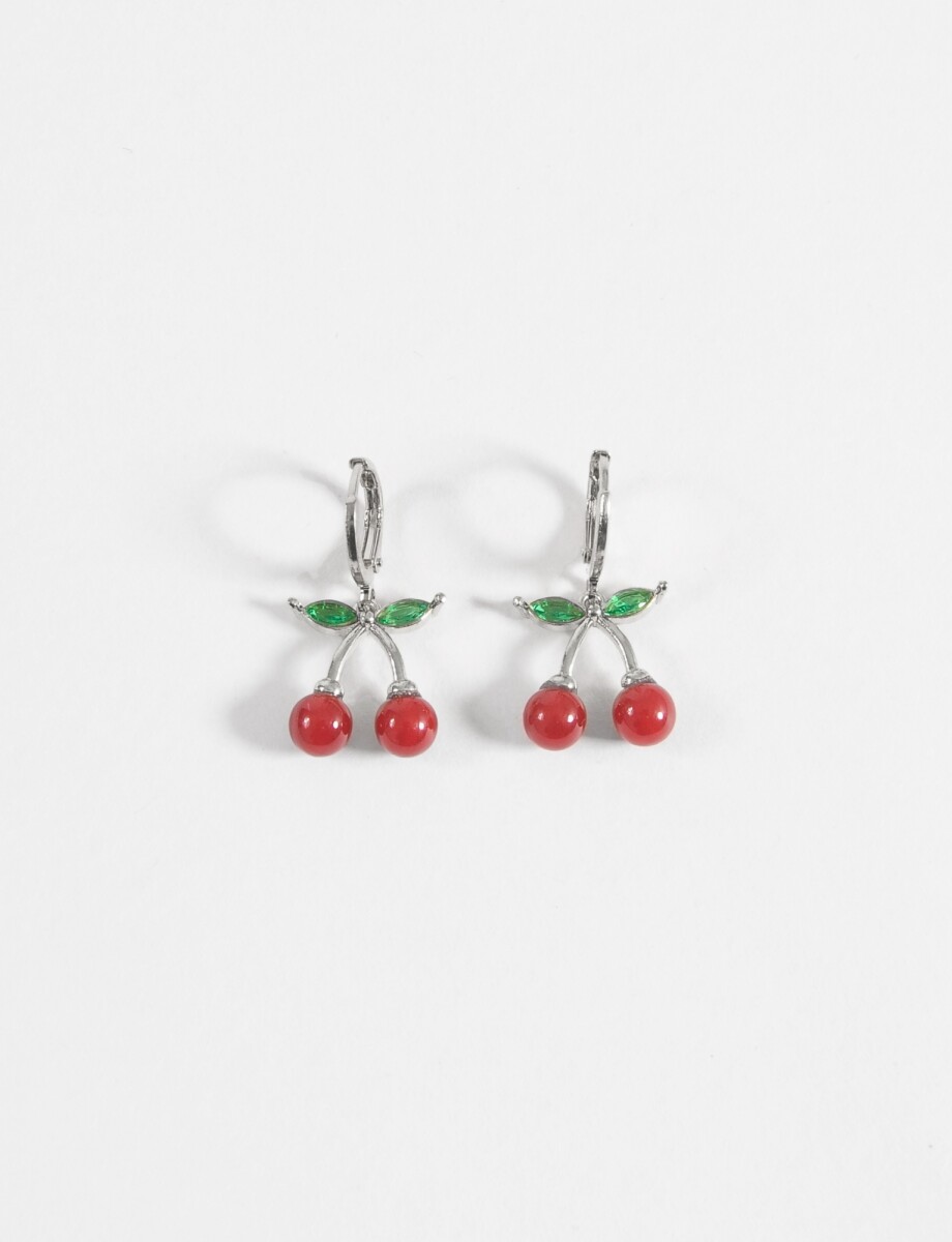Caravanas aros cherry - plateado 