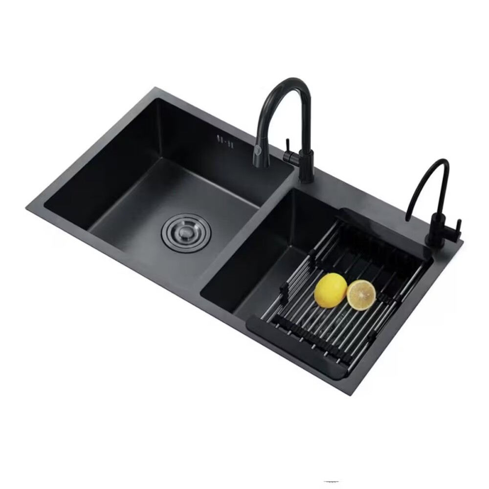 Pileta de cocina DREAM doble acero negra 78x43x23 cm Pileta De Cocina Dream Doble Acero Negra 78x43x23 Cm