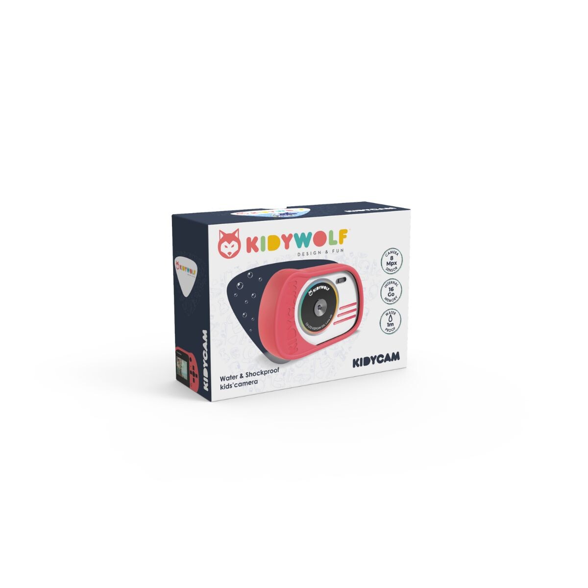 KIDYCAM - Cámara Digital Para Niños Water Proof 32 Gb Kidywolf - Rosa 