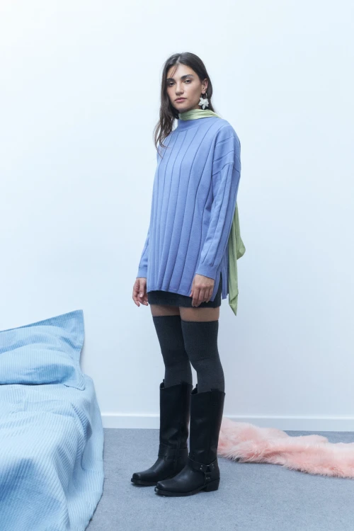 Sweater rib celeste