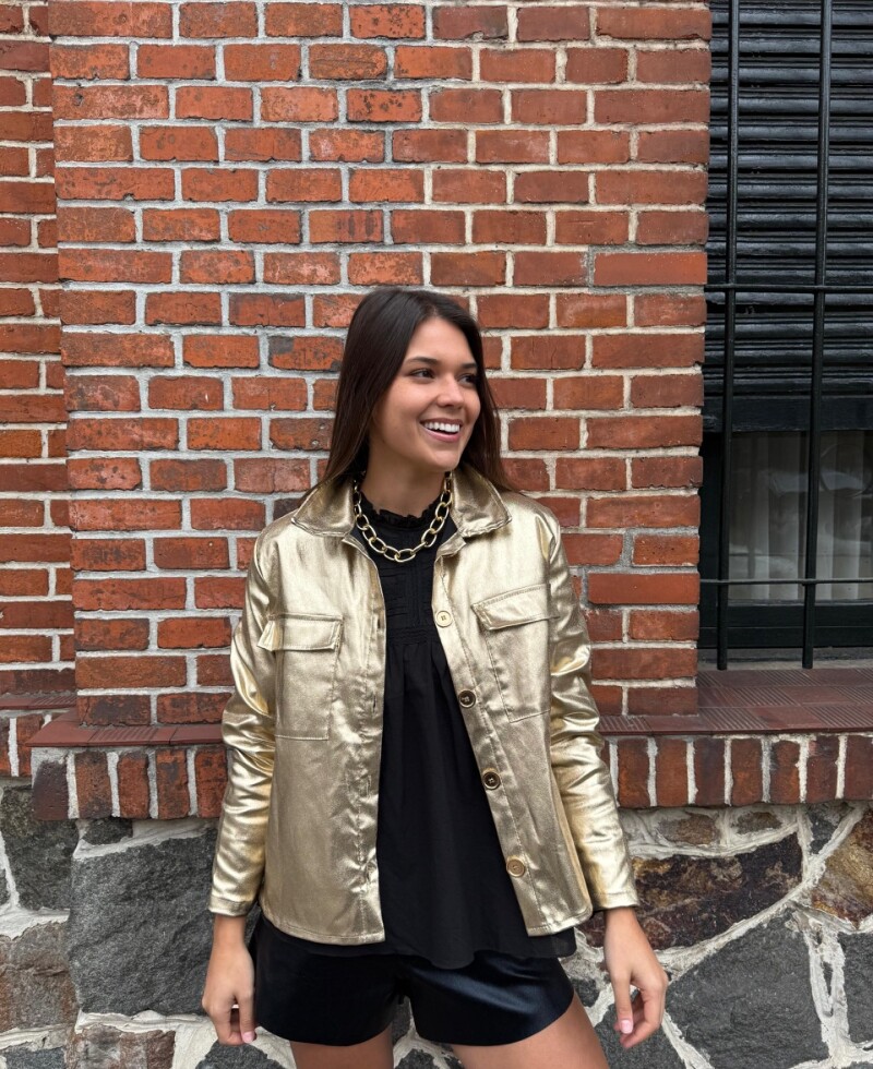 Chaqueta metalizada dorada