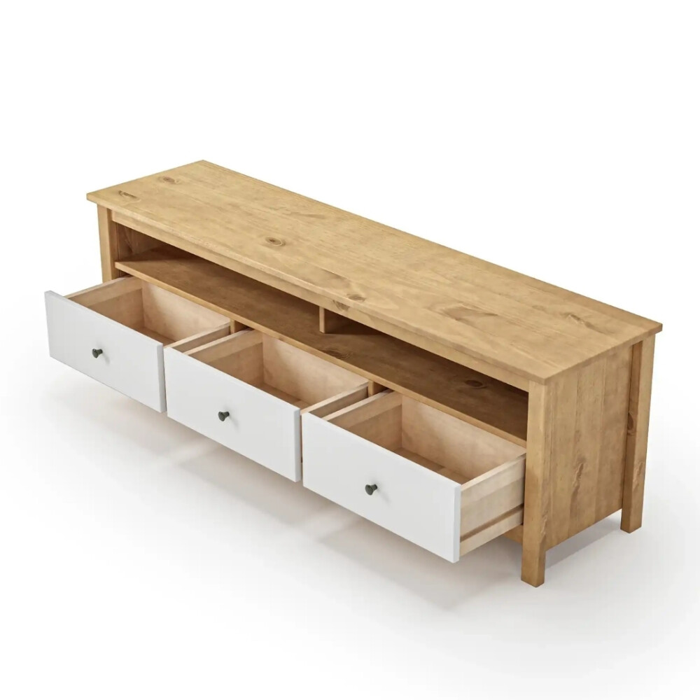 Rack TV 3 Cajones Madera Natural - Mari Blanco