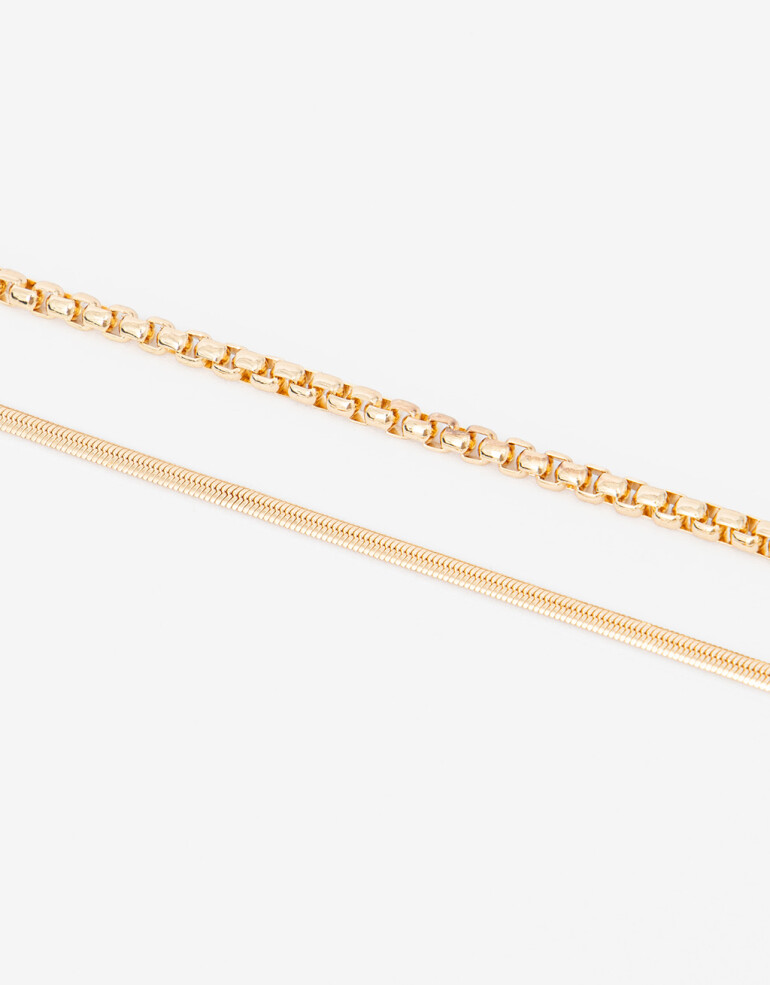 Collares Cortos Metal Collar De Cadenas - Dorado