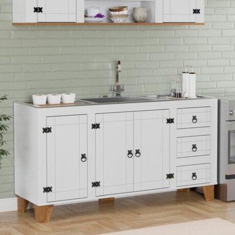 Bajo mesada 3 puertas 3 cajones Linea Naturale Blanco/Roble