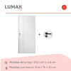 Puerta Desarmada Interior en MDF con Marco y Cerradura Lumax Blanca tramada Herraje Negro