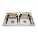 Pileta Para Cocina Doble Brillo Pulida De Acero Inoxidable 78X42X22Cm Dgc