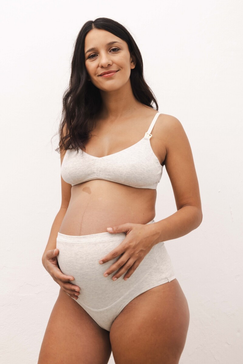 Bombacha Maternal Rita Algodón – Embarazo y Postparto - Gris Melange 