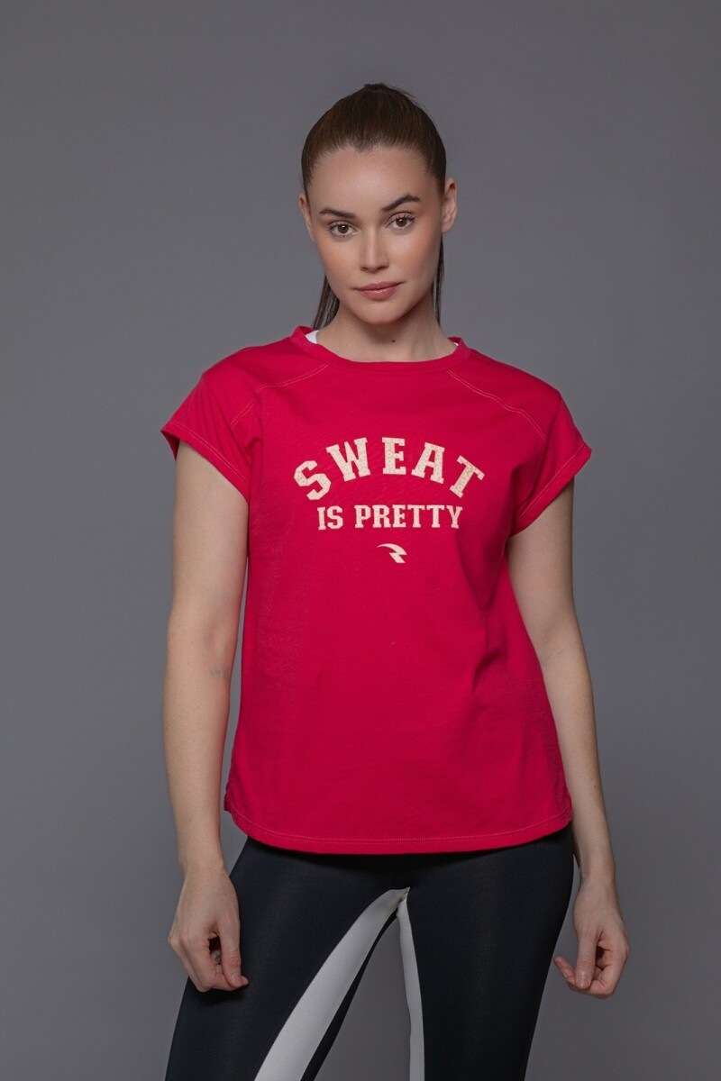 Remera con Serigrafía. - Fucsia Oscuro. 