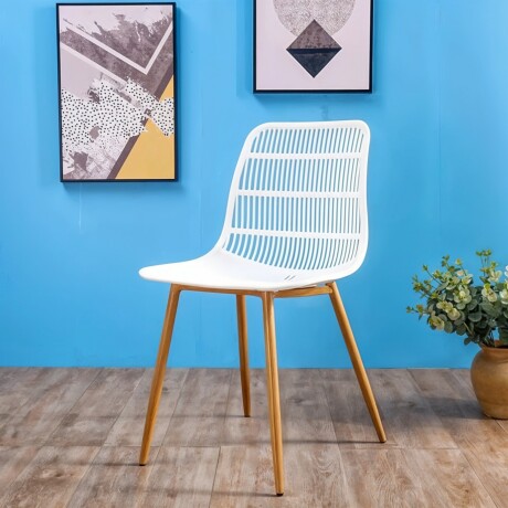 Silla Eames Alaska Kit x2 Blanco · Patas de Metal con simil Madera