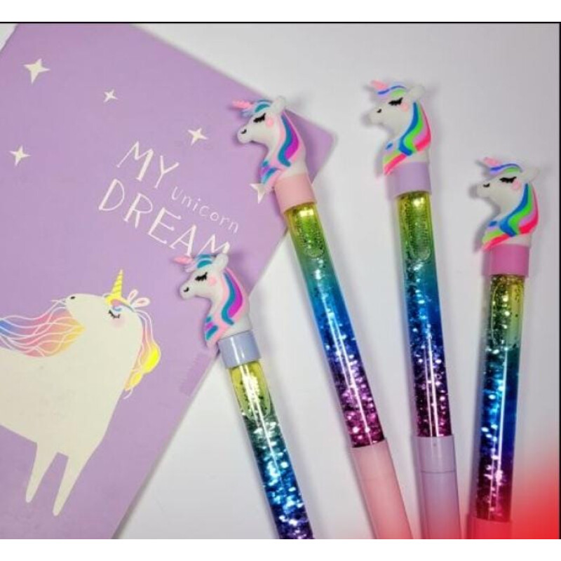 Lapicera Unicornio con Glitter x2 Lapicera Unicornio con Glitter x2