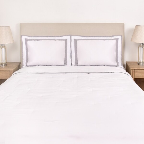 Edredón Finezza Color Block Blanco con Gris 250×250 cm