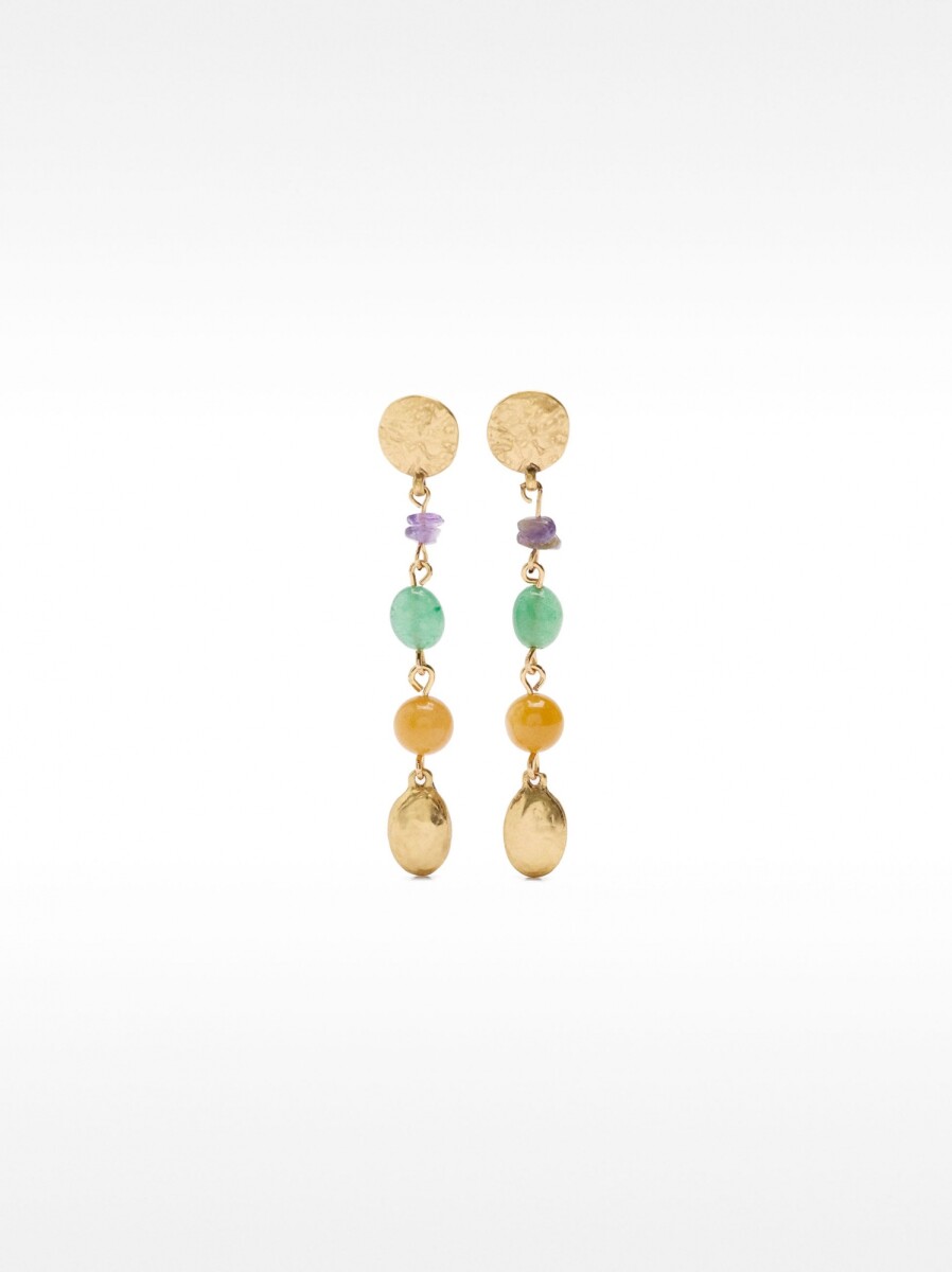 Pendientes Largos Con Piedras - multicolor 