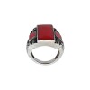 Anillo Rectangulo-Plata 925-Piedra Coral Rojo y Marquesita-AN4245 conpiedra