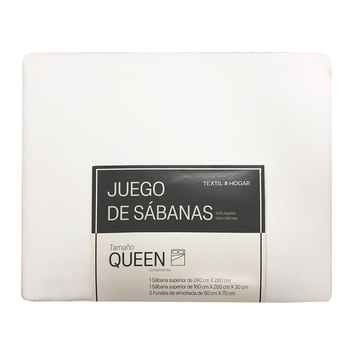 Juego Sábanas Blancas Queen Textil Hogar 300 Hilos Algodón 