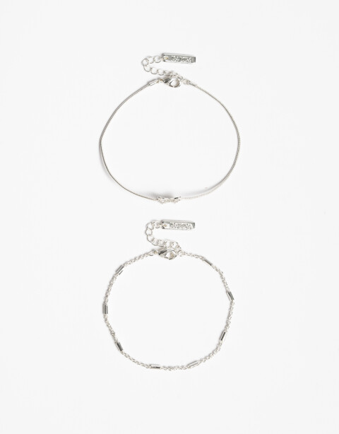 Pulseras Flexibles Sets Cubic zirconia Set De Pulseras Flexibles Bañado En Plata - Plateado