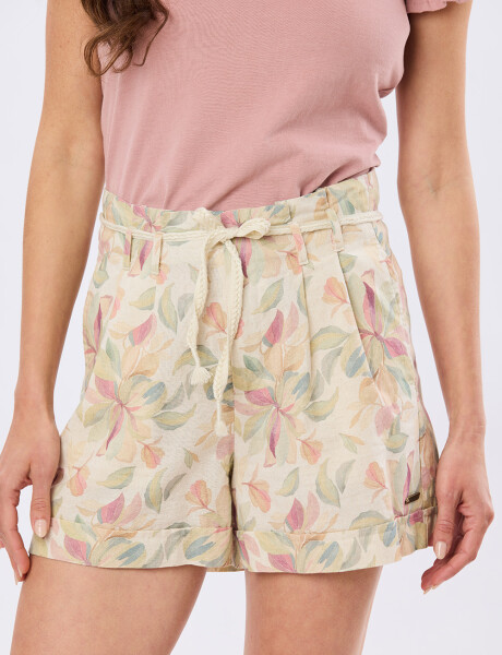 SHORT ESTAMPADO DE LINO Coral
