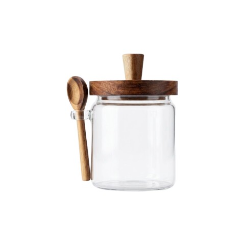 FRASCO DE VIDRIO C/TAPA/CUCHARA 500ML Unica
