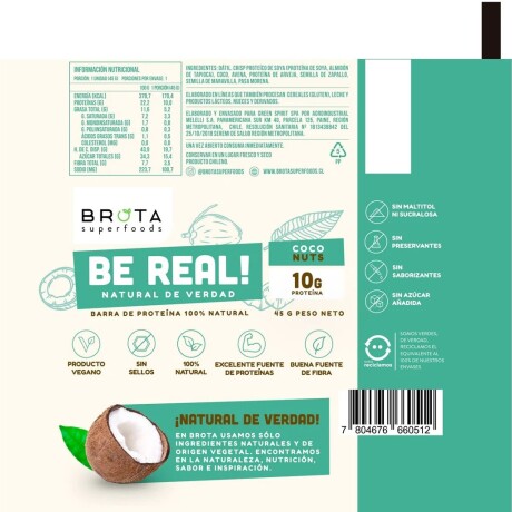 Brota Be Real Coco Nuts Vegan Protein Bar 5 Unidades Brota Be Real Coco Nuts Vegan Protein Bar 5 Unidades