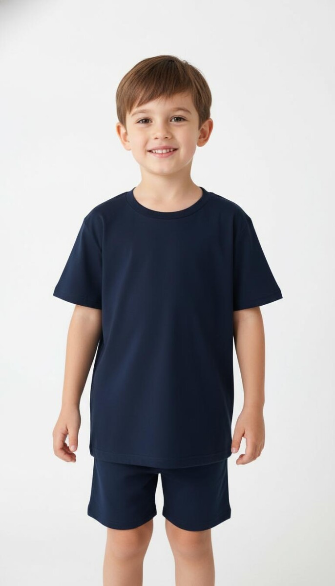 Remera Básica Infantil en Algodón - Azul 