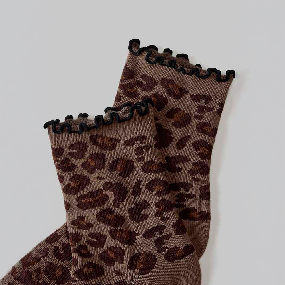 Medias The Ruffle Sock Mujer Choco Leopard