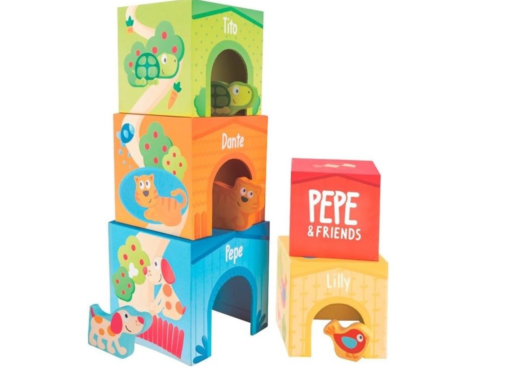 Bloques cubo apilables con animales PEPE friends HAPE 