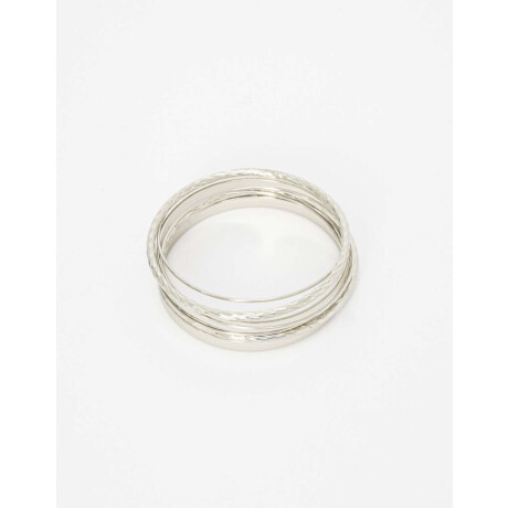 Set De Pulseras Labradas De Metal Plateado Hematite