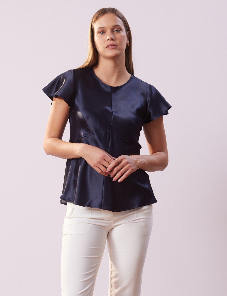 Blusa Satén - Azul 