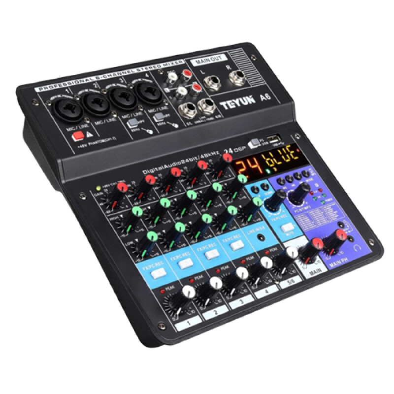 Consola 6 canales Interface/usb/bt/phantom/efectos/in Celular- A6 Consola 6 canales Interface/usb/bt/phantom/efectos/in Celular- A6