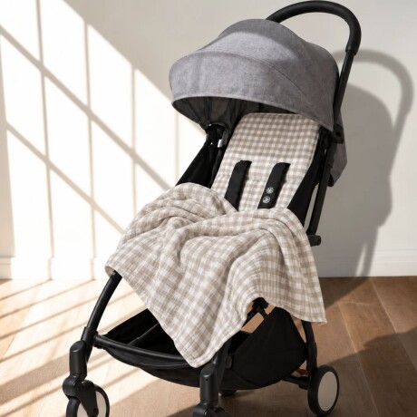 Set Carrito y Paseo - Muselina Chica Vichy Gris
