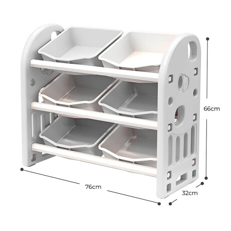 Organizador Estantería 6 Cajones Juguetes P/niños Gris