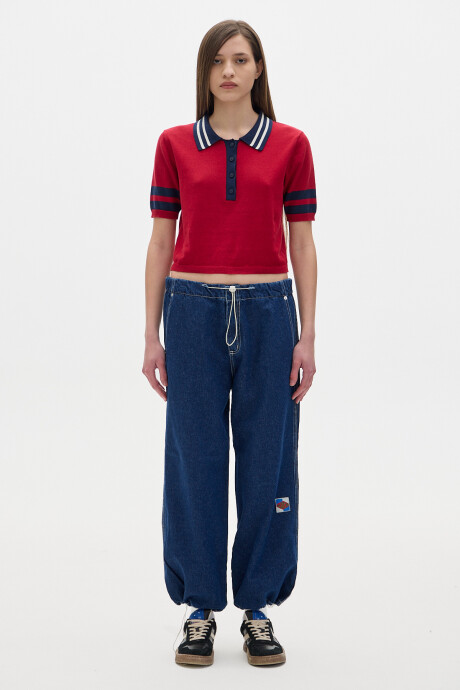 Jean Parachute Denim Solid Deep Blue